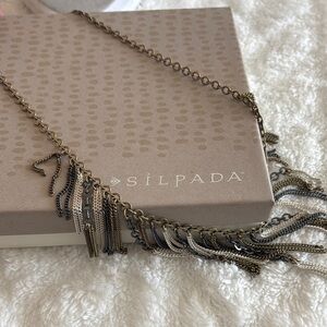 Silpada Two-Tone Chain Fringe Necklace and Earrings